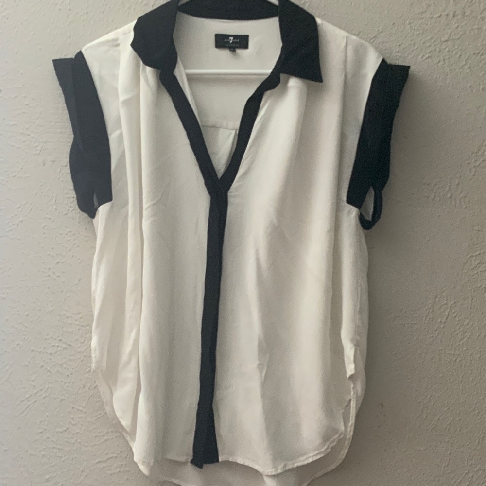7 For All Mankind Black and White Blouse